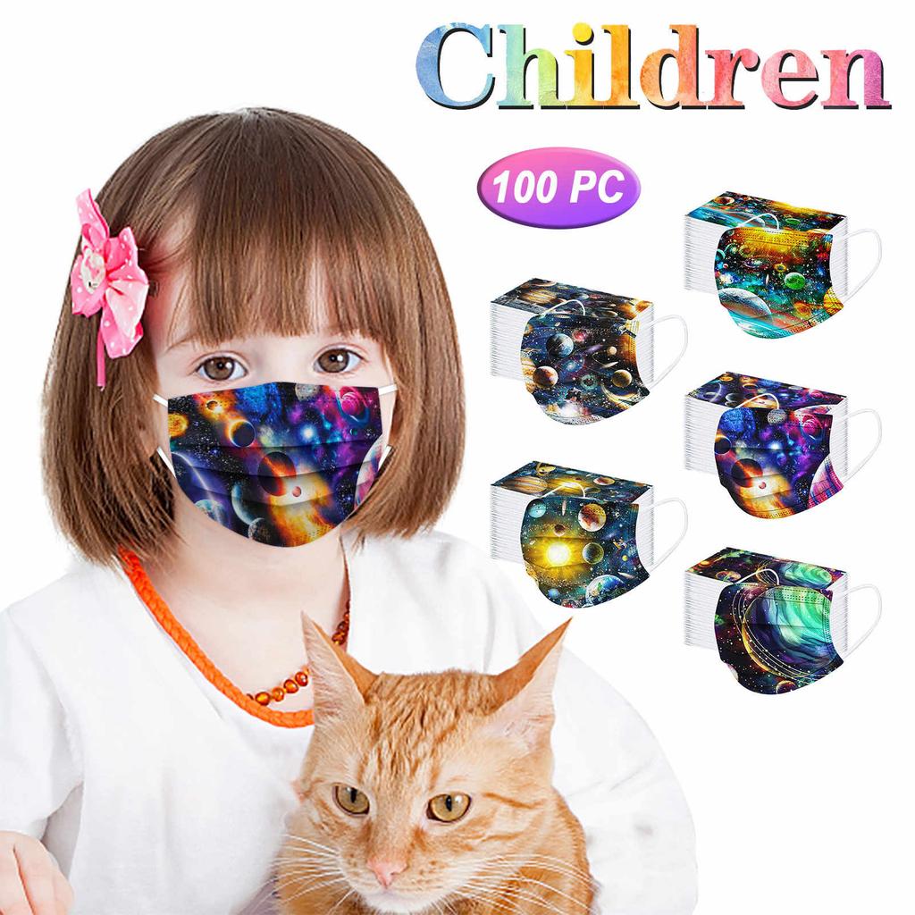 100PCS Children's Three-Layer Protective Dust-Proof Print Disposable Mask