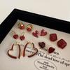 Red Drip Oil Heart Stud Earrings: Retro, Versatile, and Festive Women's Jewelry With Simple, Unique Design.