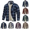 Men's Padded Thick Button Plaid Shirt Men's Casual Fashion Warm Coat