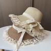Ladies' Straw Hat Summer Lace Ribbon Sun Hat Sweet and Fashionable Beach Hat Summer Sun Protection Big Brimmed Cool Hat