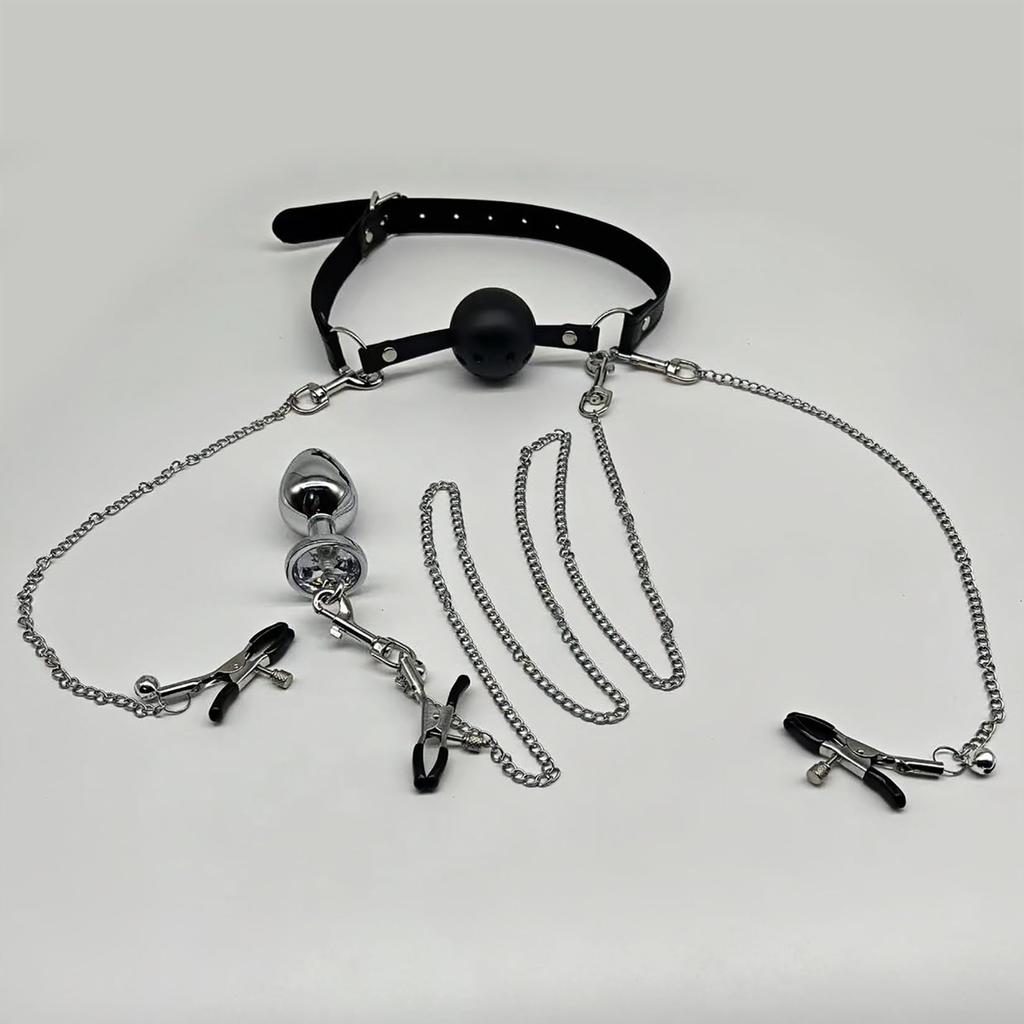 Yemax Anal Nipple Gag SM Removable Bell Sex Toys for Nipple Adult for Nipple Nipple Anal SM Anal Anal Restraint Ball Anal Plug Diameter Plug, Clip,