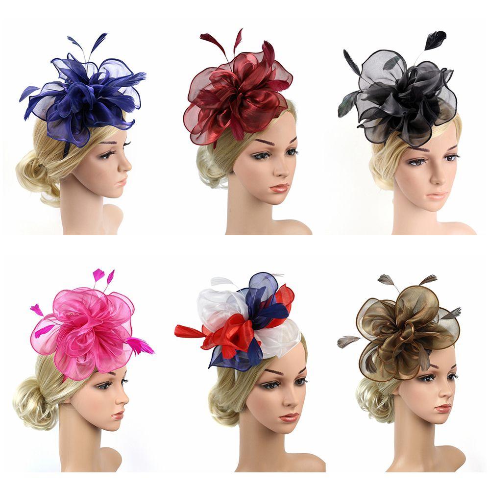 Hat Royal Ascot Race Wedding Fascinator Hats Headwear Cocktail Tea Party Feather Flower Headband