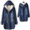 Fashion Women Jeans Top Thickening Denim Hoodie Blouse Long Sleeve Loose Coat