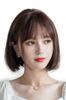 HIYE Full Human Artificial Medical Wig, 100% Hair, Bangs, Whorl, Parting, Skin, Use, Women's Wig, Bob, Hand-planted Wig, Women's (Chocolate Brown,