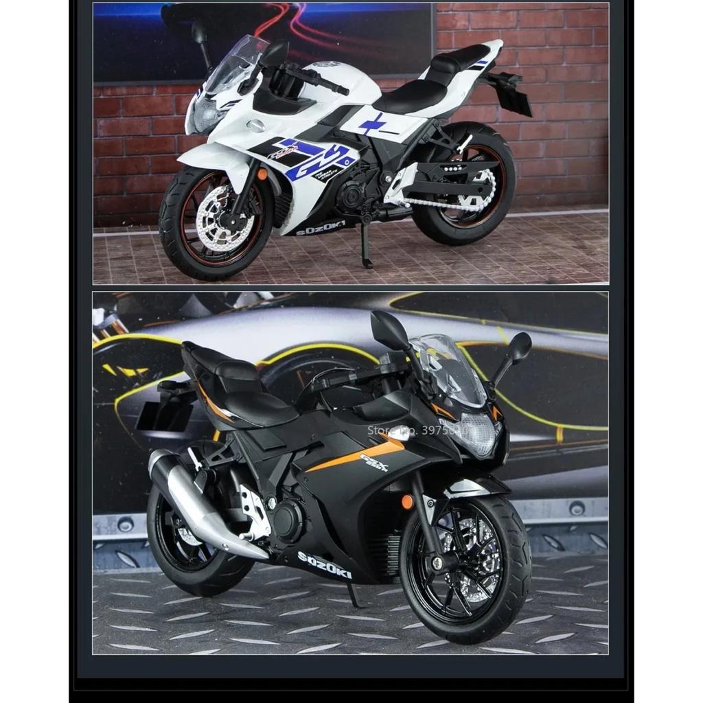 1/12 Scale Suzuki GSX-250R Metal Model Toy Alloy Diecast Motorcycle Simulation Toy with Light Sound Collection for Children Gift