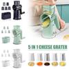 5 In 1 Rotary Cheese Grater With Handle Manual Vegetable Base Nuts Strong Suction Shredder Grinder With Graters Slicer A8o6