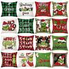 Christmas Happy Throw Pillow Cover, 18 X 18 Inch, Winter Holiday Cushion Cover Sofa Decor