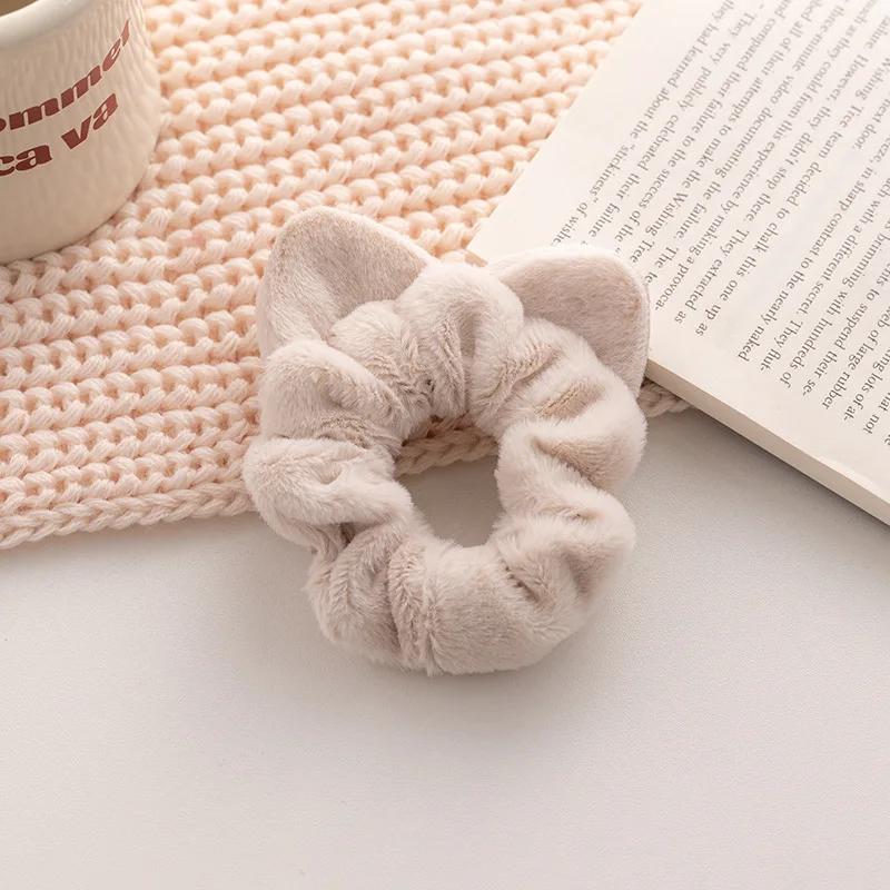 New Korean Cat Ears Plush Hairband for Women Cute Horsetail High Elastic Rubber Band HeadBand Girls Hair Accessories