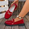 British Style Red 2025 Spring and Autumn Temperament Work Shoes Versatile Foreign Trade New Small Leather Shoes Women's Flat Loafer Single Shoes