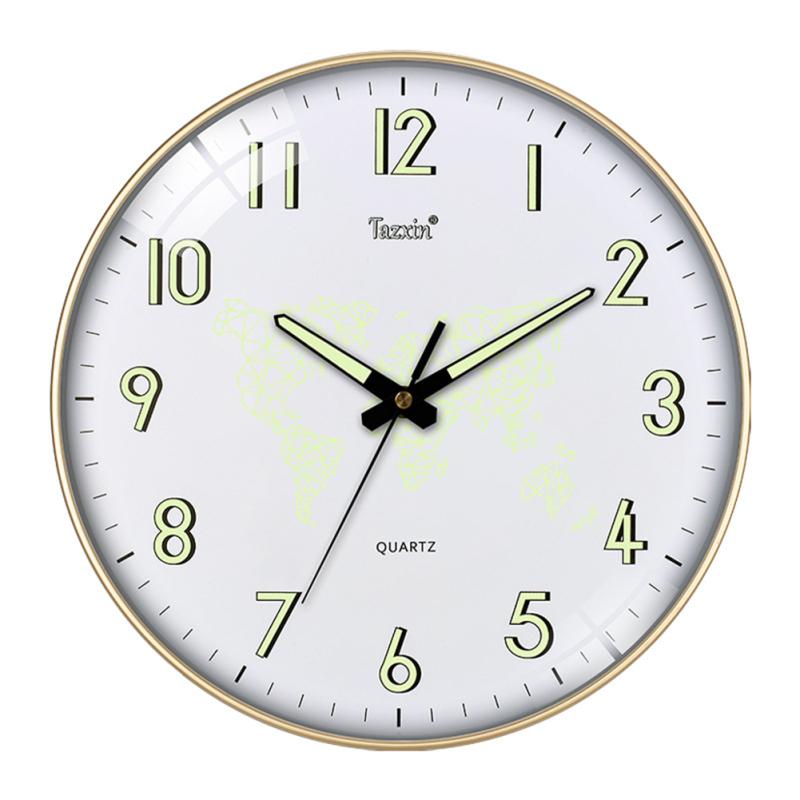 Round Wall Clock Luminous Silent Quartz Movement Living Room Bedroom Home Pendant Clock