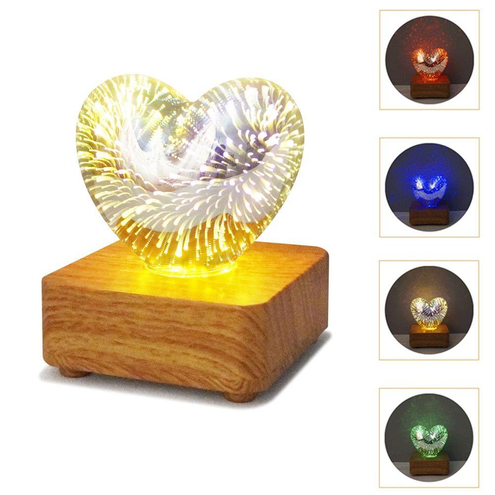 Colorful 3D Fireworks Night Light Romantic Atmosphere Heart Shaped Atmosphere Lights Living Room