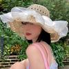 Women Lace Pearl Straw Hat Summer Large Brim Straw Hat Holiday Sun Hat For Adult Sunscreen Casual Cap Beach Cap