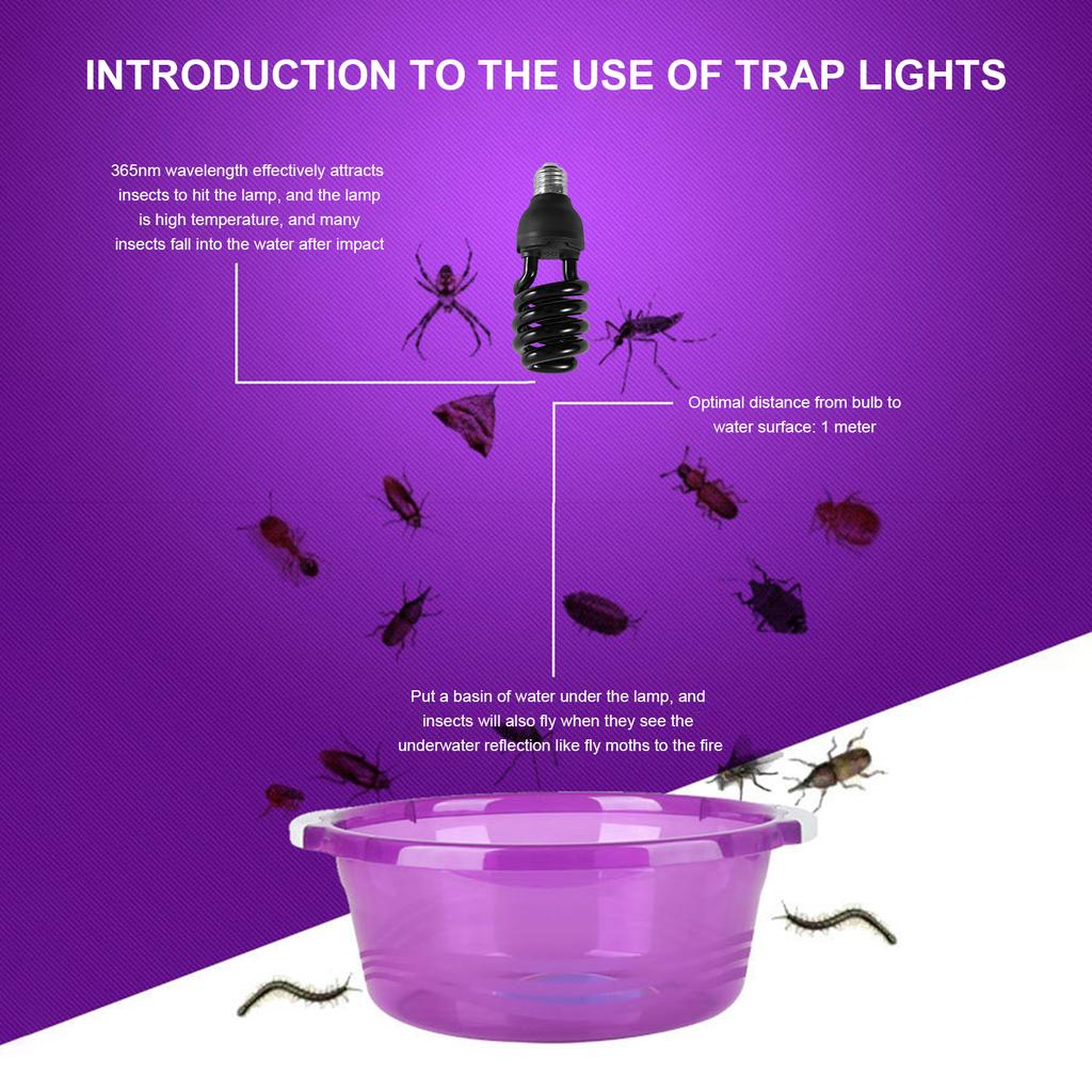 A C110V 20W Insects Trap Catcher Light Bulbs Spiral Shaped E27 Base Socket Holder 365NM Wavelength