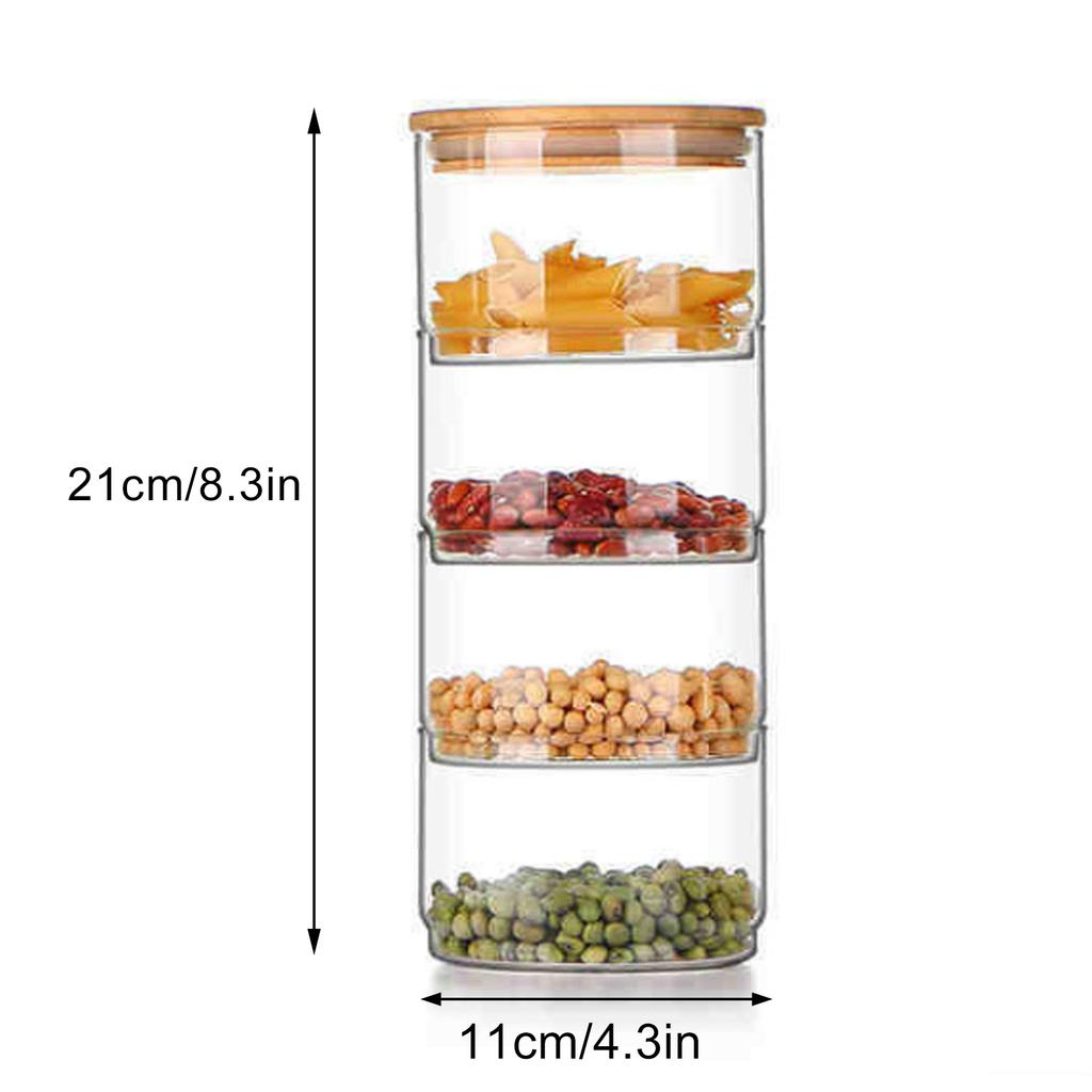 Tiered Glass Storage Jars Snack and Dried Fruit Organizer Glass Salad Bowl with Lid