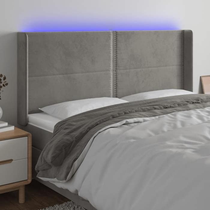 VidaXL LED Headboard Bedroom Furniture Double Bed Accessory Head of Bed Frame Interior Light Grey 3123974
