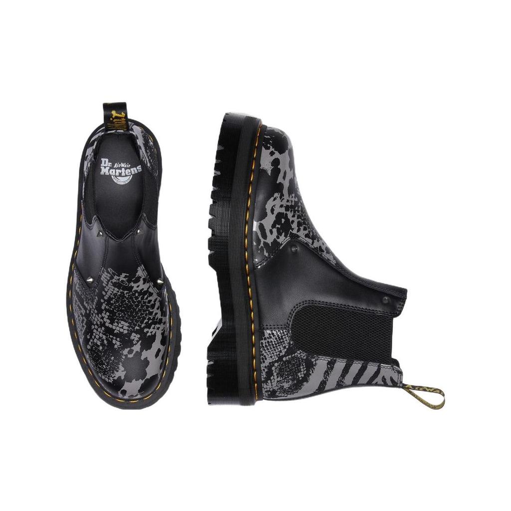 Dr. Martens 2976 Leather Fashion Print Short Chelsea Boots Unisex Boots Black Gray 27692001