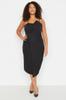 Women's Fashion Black Adjustable Straps Fitted Midi Medium Length Woven Plus Size Dress