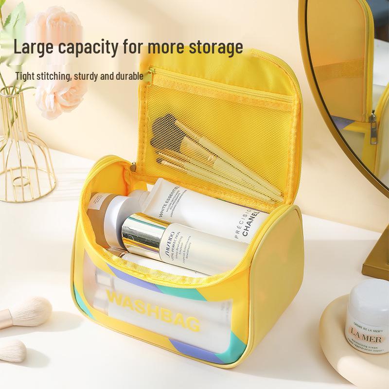 Large Capacity Transparent PVC Makeup Bag - Portable, Waterproof Travel & Swim Wash Bag