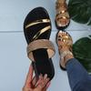 Summer 2024 New Women Gold Silver Flats Slip-On Sandals Bling Rhinestone Narrow Band Slippers Outdoor Beach Shoes Casual Slides