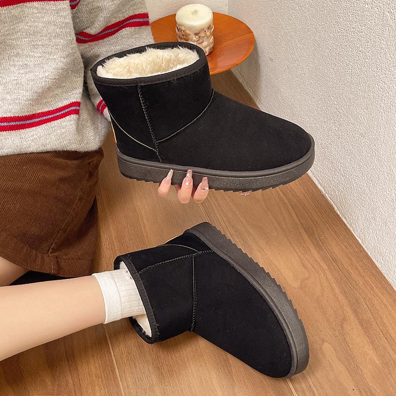 Fashion Women's Flat Snow Boots Winter New Suede Sleeve Non-slip Wear-resistant Comfortable Short Cotton Boots