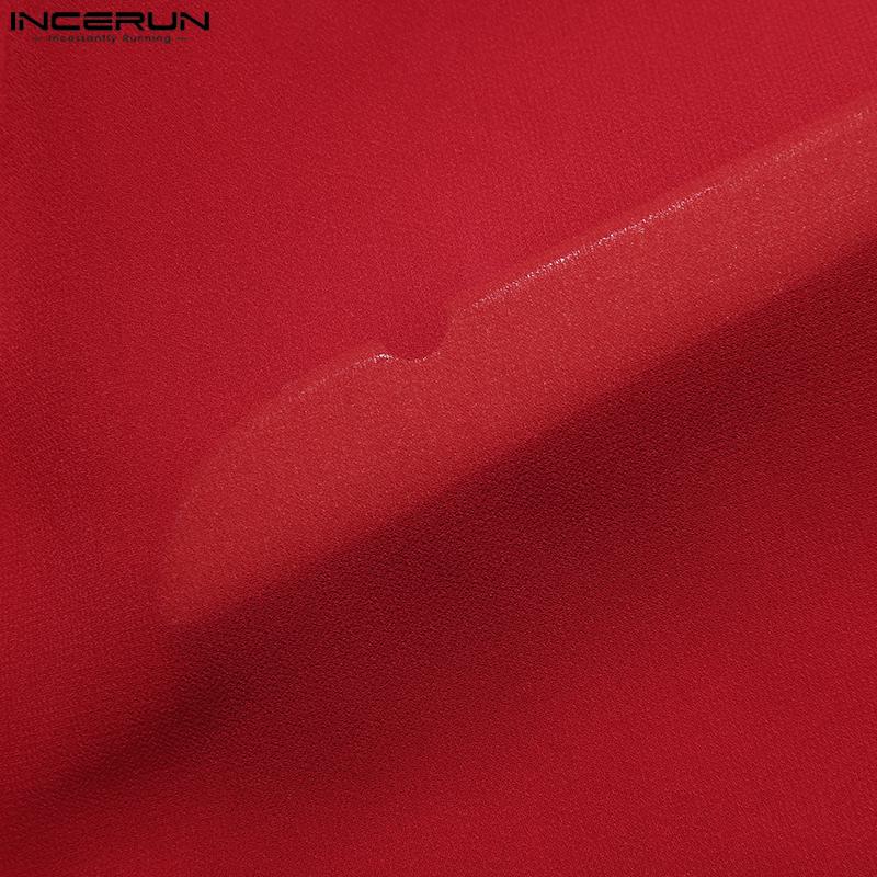 INCERUN Men Long Sleeve Button Up See Through Tassels Shirts Party Tops