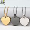 Mirror Finish Custom Engraved Heart Pendant Necklace, Stainless Steel