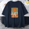 2025 Tarot Card Art The Sun Male T Shirt High Street Vintage Clothing Breathable Casual O-Neck Short Sleeve Mens