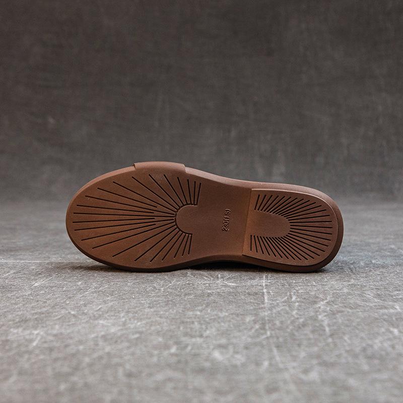 Women's Chunky Heel Retro Leather Chelsea Ankle Boots - Warm, Soft Sole, Handmade Martin Style