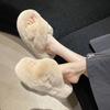 2025 New Autumn and Winter Fashion Korean Version of Mao Mao Slippers Women Wear Thick Bottom Cross Internet Celebrity Warm Rabbit Hair Cotton Slipper