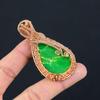 Green Sea Sediment Gemstone Pure Copper Wire Wrapped Handmade Jewelry Pendant