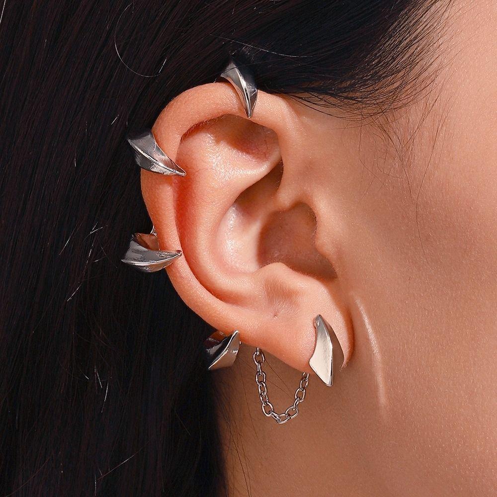 Hip Hop Gothic Punk  Earrings Exaggerated Eardrop Trendy Cyberpunk Ear Clip  Women Men