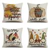 Thanksgiving Linen Pillowcase Autumn Pumpkin Print Pillow Cushion Cover