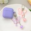 Cute Acrylic Butterfly Keychain Transparant Round Ball Tassel Keyring Women Bag Charm Earphone Case Car Key Pendant DIY Ornament