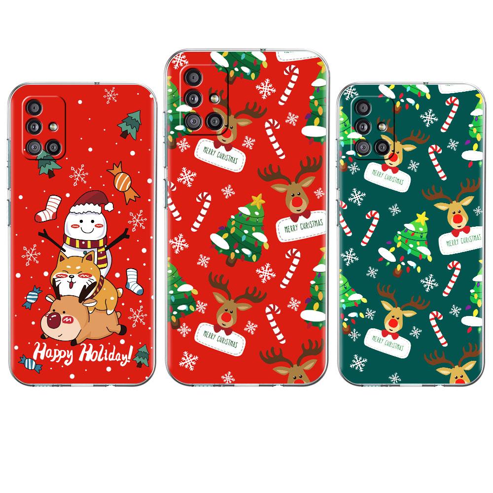 Snow Merry Christmas Clear Case For Samsung Galaxy A52 A12 A51 A32 A21s A71 A32 A22 50 A70 A31 A72 5G Phone Cover
