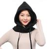 Winter Cotton Hat Women Warm Thick Ear Neck Protection Hat Female 2 Layer Hooded Collar Removable Drawstring Cap