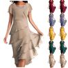 Shot Sleeve Boho Dress For Women Casual Loose Fit Summer Sundress Solid Dress