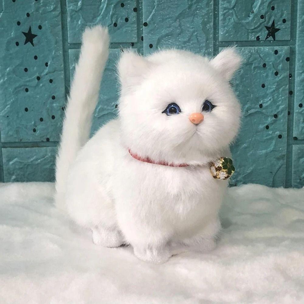 Fluffy Simulation Cat Plush Toy Cute Imitation Cat Plush Doll Plush Cats with Sound Easter Gifts