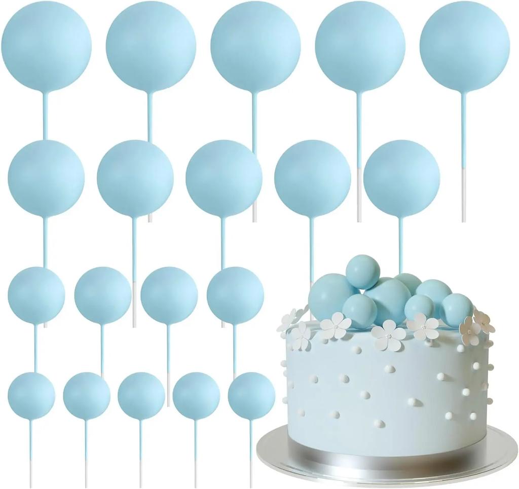 20 Pcs Mini Balloon Cake Topper Decorations with Gold Balls On Sticks - Cake Picks for Birthday, Wedding, and Party Decorations