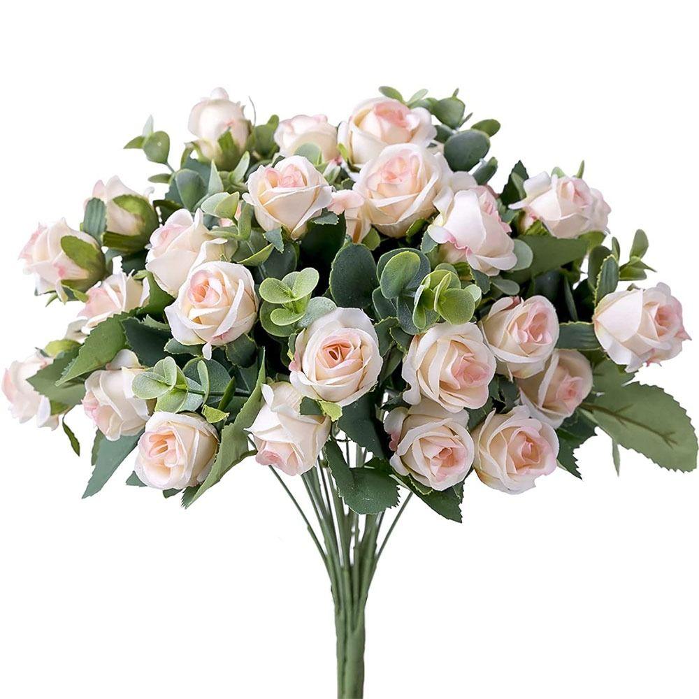 Ornament Simulation Plants Leaves Floral Arrangement Artificial Eucalyptus Rose Lifelike Flowers