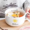 Creativity Lid Ceramics Bowl Cartoon Large Capacity Instant Noodle Porridge Bowl Microwavable Food Container for Students Office