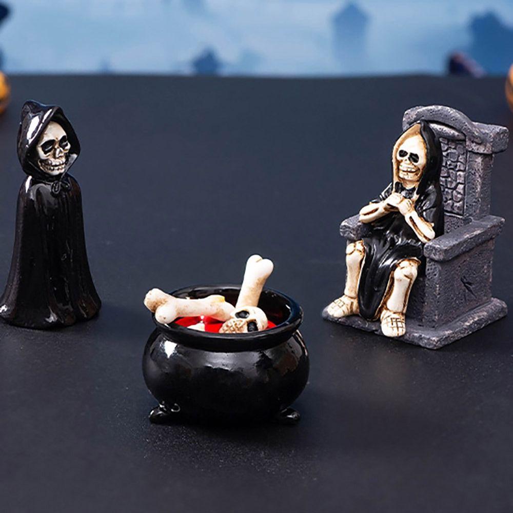 Coffin House Chair Halloween Miniature Figurine Bone Skull Desktop Knick-knack  Festival Supplies