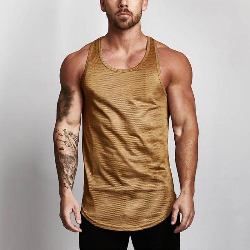 Muscleguys Sports Vest Summer Casual Loose Bottoming Shirt Men's Fitness Mesh Sleeveless T-shirt