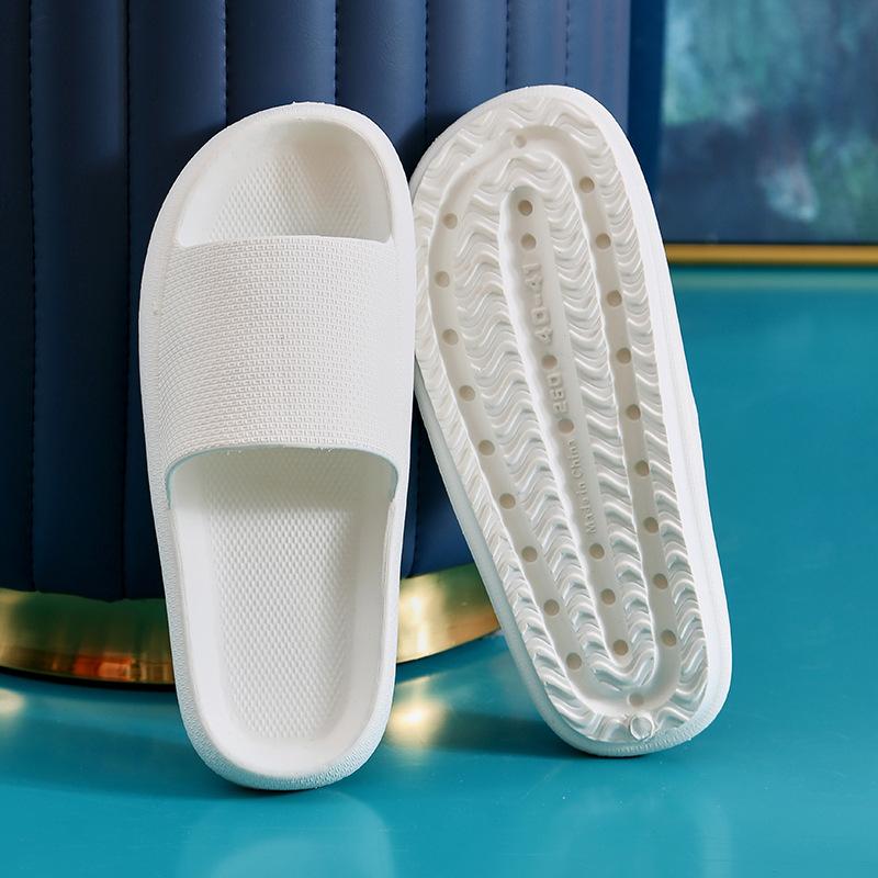 Summer Beach Solid Color Men&Women's Slippers Casual Lightweight EVA Anti-slip Slides Durable Cushioning Soft Shower Shoes for Swimming