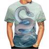 Summer Round Neck 3D Animal Snake Pattern Print Top Fashionable Casual Short Sleeved Men's T-shirts