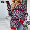 Women's Fashion Casual Christmas Print Autumn Winter Long Sleeve O-Neck Loose Sweaters