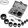 11Pcs Hole Saw Kit Durable Carbon Steel Metal Circle Power Drill Hole Cutter for Wood PVC and Plastic