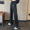 Gray Women's Slim-Fit High-Waist Drawstring Sweatpants - European & American Trend, Casual Loose Fit for Spring 2024