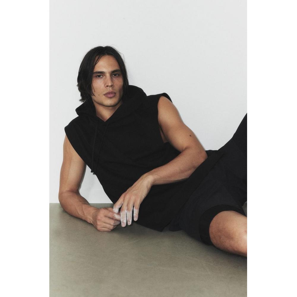 H M dryMove Sleeveless Sports Hoodie Black