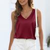 Womens Satin Tank Tops V Neck Casual Cami Sleeveless Camisole Blouses Summer Basic Tank Shirt