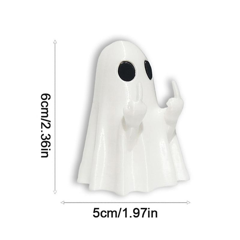 Светящийся средний палец, милая статуэтка призрака, маленькие страшные фигурки призраков, украшение для дома на Хэллоуин, украшение стола
